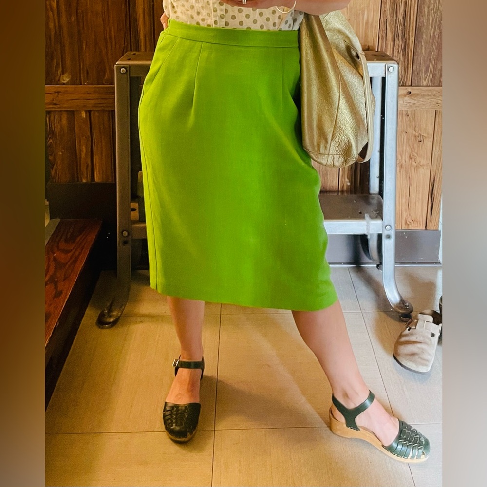 Vintage Lime Green Midi Skirt